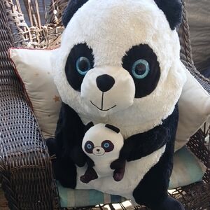 Adorable Panda Plush Toy Set - Black and White